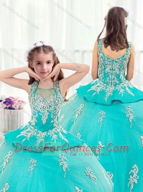 Pretty Straps Turquoise Mini Quinceanera Dresses with Appliques