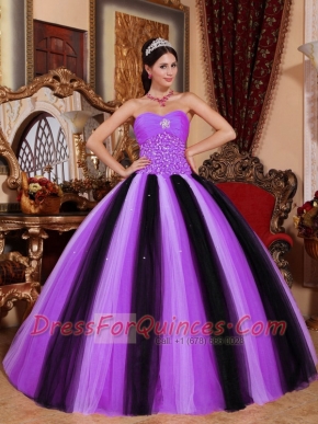 Multi-colored Ball Gown Sweetheart Quinceanera Dress with  Tulle Beading