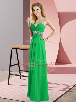 Designer Green Straps Neckline Beading Dress for Prom Sleeveless Criss Cross
