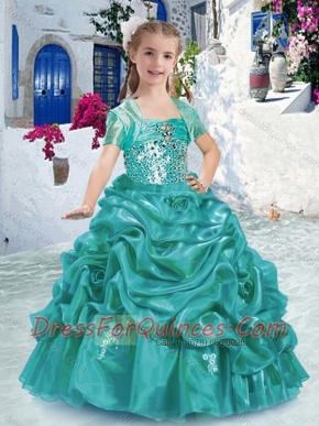 Lovely Spaghetti Straps Little Girl Pageant Dresses with Beading and Bubles