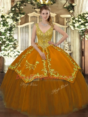 Designer Rust Red Tulle Zipper Sweet 16 Dresses Sleeveless Floor Length Beading and Embroidery