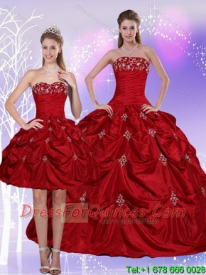 2015 Classical Strapless Quinceanera Dress with Embroidery and Pick Ups