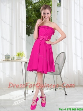Summer A Line Strapless Short Dama Dresses with Bowknot