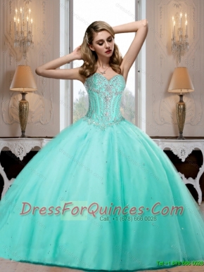 2015 Elegant Aqua Blue Sweetheart Best Quinceanera Dresses with Beading