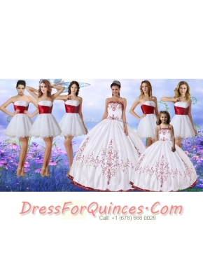 Elegant Wine Red and White Quinceanera Dress and Cute Spaghetti Straps Mini Quinceanera Dress and Cheap White Short Dama Dresses with Belt