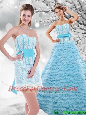Classical 2015 Light Blue Quinceanera Dresses with Beading and Ruffled Layers