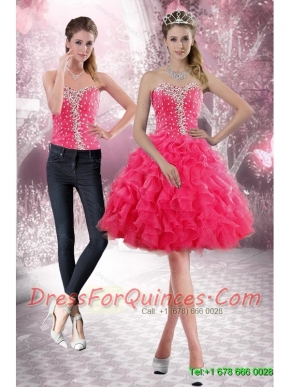 2015 Detachable Sweetheart Prom Dress with Beading and Ruffles