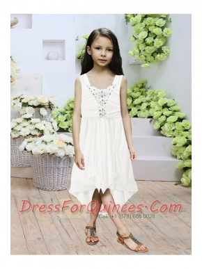 2014 Empire High-low Elegant Flower Girl Dress with Beading