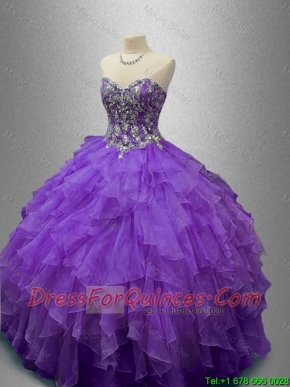 Discount Purple Sweet 16 Gowns with Beading and Ruffles