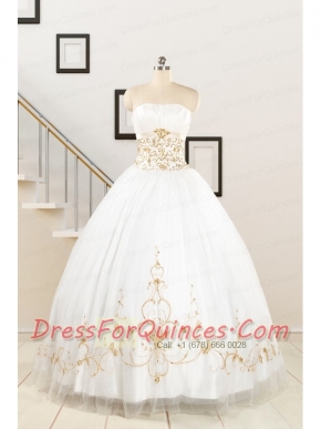 2015 Spring Sweet Beading White Quinceanera Dresses