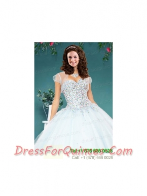 The Super White Tulle Special Occasion Quinceanera Jacket with Beading