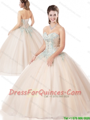 New Style Ball Gown Appliques and Beading Quinceanera Dresses