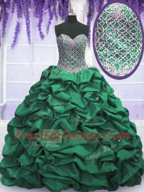 Stylish Sweetheart Sleeveless Taffeta 15 Quinceanera Dress Beading and Sequins and Pick Ups Lace Up