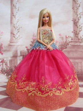 Elegant Ball Gown Organza Colorful Barbie Doll Dress