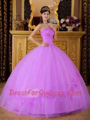 Elegant Rose Pink Ball Gown Sweetheart Floor-length with Tulle Appliques Quinceanera Dress