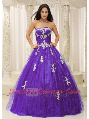 Quinceanera Dress With Wonderful A-line And Appliques Paillette Over Skirt Tulle In 2013