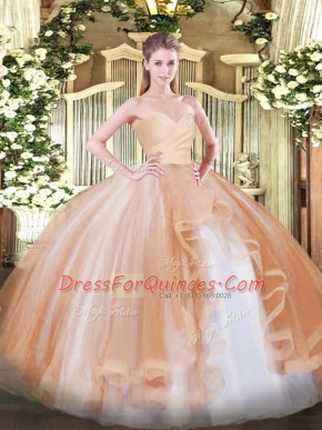 Sumptuous Floor Length Champagne 15th Birthday Dress Sweetheart Sleeveless Lace Up