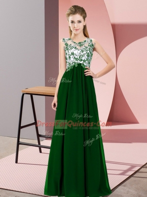 Dark Green Zipper Dama Dress for Quinceanera Beading and Appliques Sleeveless Floor Length