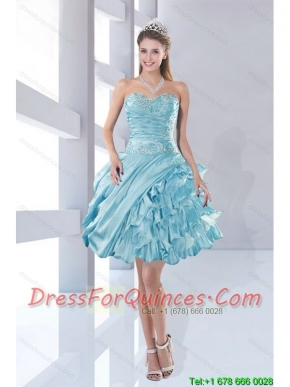 Pretty Sweetheart Beaded 2015 Prom Dresses in Aqua Blue