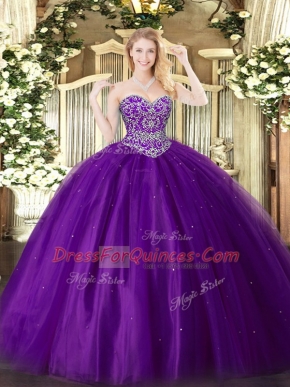 Sumptuous Sleeveless Beading Lace Up Sweet 16 Dress