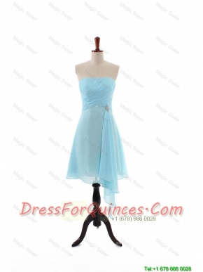 Cheap Popular Empire Strapless Ruching Prom Dresses with Beading for Holiday