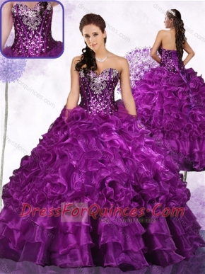 Beautiful Beading Ball Gown Sweet 16 Dresses with Ruffles and Sequins
