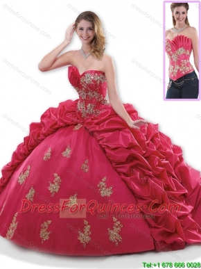 Discount Appliques 2016 Quinceanera Dresses with Brush Train