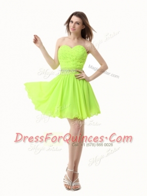 Sumptuous Knee Length Zipper Green for Prom and Party with Beading