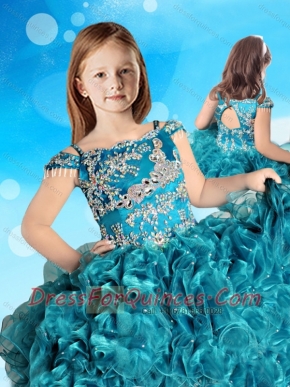 Hot Sale Straps Cap Sleeves Mini Quinceanera Dresses in Teal
