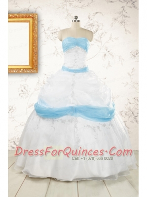 Elegant Ball Gown Quinceanera Dress in White and Baby Blue