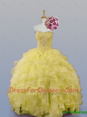 Popular Sweetheart Dress for Quince with Beading and Ruffles