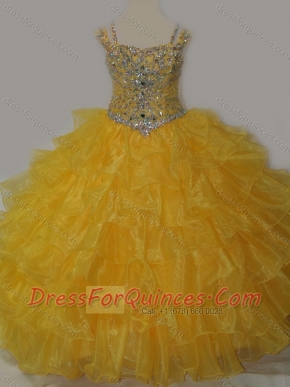 Beautiful Sweetheart Mini Quinceanera Dress with Spaghetti Straps in Yellow