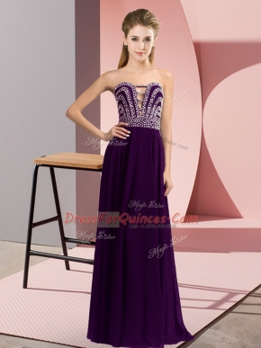 Hot Selling Floor Length Dark Purple Party Dress for Girls Sweetheart Sleeveless Lace Up