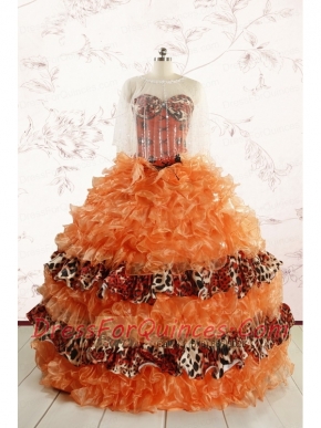 Beautiful Orange Quinceanera Dresses with Ruffles