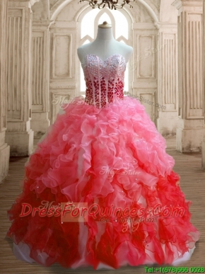 Perfect Gradient Color Organza Quinceanera Dress with Beading and Ruffles
