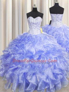 Visible Boning Zipper Up Floor Length Ball Gowns Sleeveless Lavender Sweet 16 Quinceanera Dress Zipper