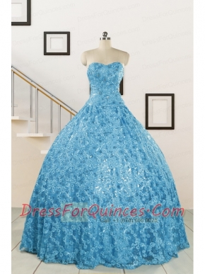 2015 Unique Sweetheart Ball Gown Quinceanera Dress in Baby Blue
