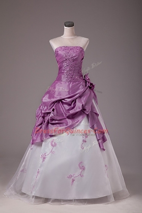 Most Popular Floor Length A-line Sleeveless Lilac Quinceanera Gowns Lace Up