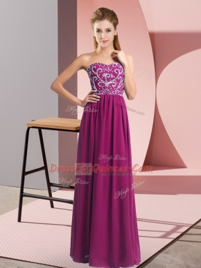 Low Price Fuchsia Sweetheart Lace Up Beading Dress for Prom Sleeveless