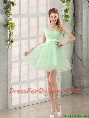 2015 Natural Organza A Line Belt Prom Dress