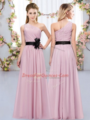 Pink Zipper Dama Dress Belt Sleeveless Floor Length