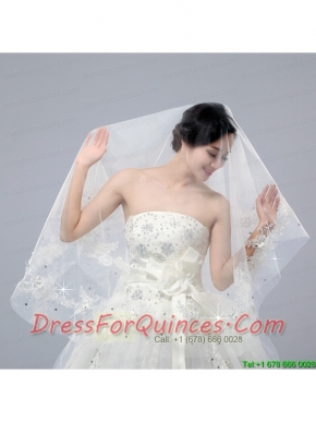 One-Tier Drop Veil Cut Edge 2014 White Bridal Veils