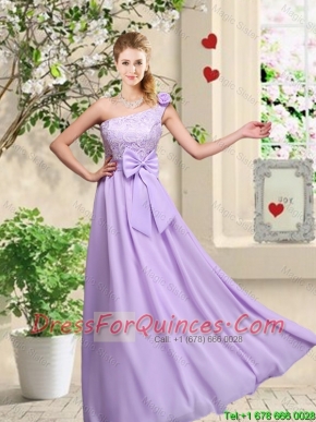 Fashionable One Shoulder Prom Dresses with Hand Made Flowers