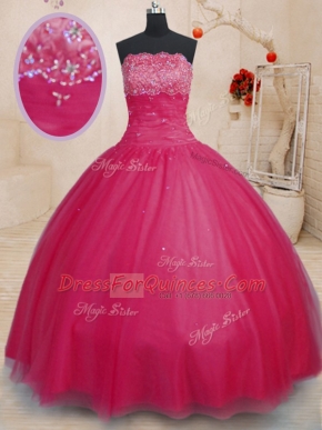 Hot Sale Off the Shoulder Coral Red Sleeveless Tulle Lace Up Ball Gown Prom Dress for Military Ball and Sweet 16 and Quinceanera