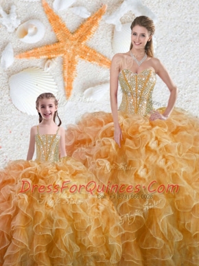 Yellow Sleeveless Organza Lace Up Sweet 16 Dresses for Military Ball and Sweet 16 and Quinceanera