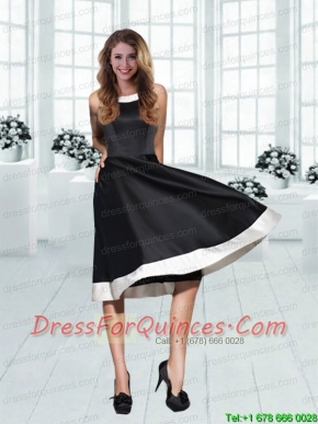 Unique Black and White Scoop Neckline Wedding Prom Dress