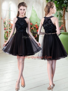 Sweet Black Zipper Scoop Belt Tulle Sleeveless