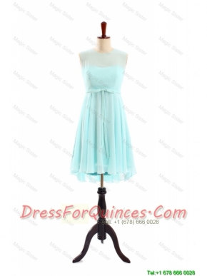 Cheap Brand New Scoop Short Apple Green Prom Dresses with Belt for 2016