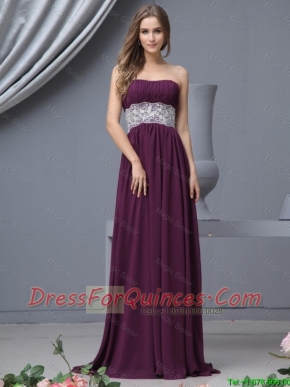Beautiful Strapless Laced Prom Dresses with Brush Train