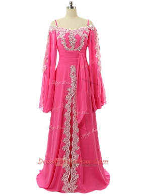 Long Sleeves Sweep Train Zipper Lace and Sequins